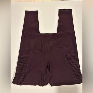 90 DEGREE BY REFLEX ATHLETIC WORKOUT LEGGINGS SIZE SMALL BURGUNDY